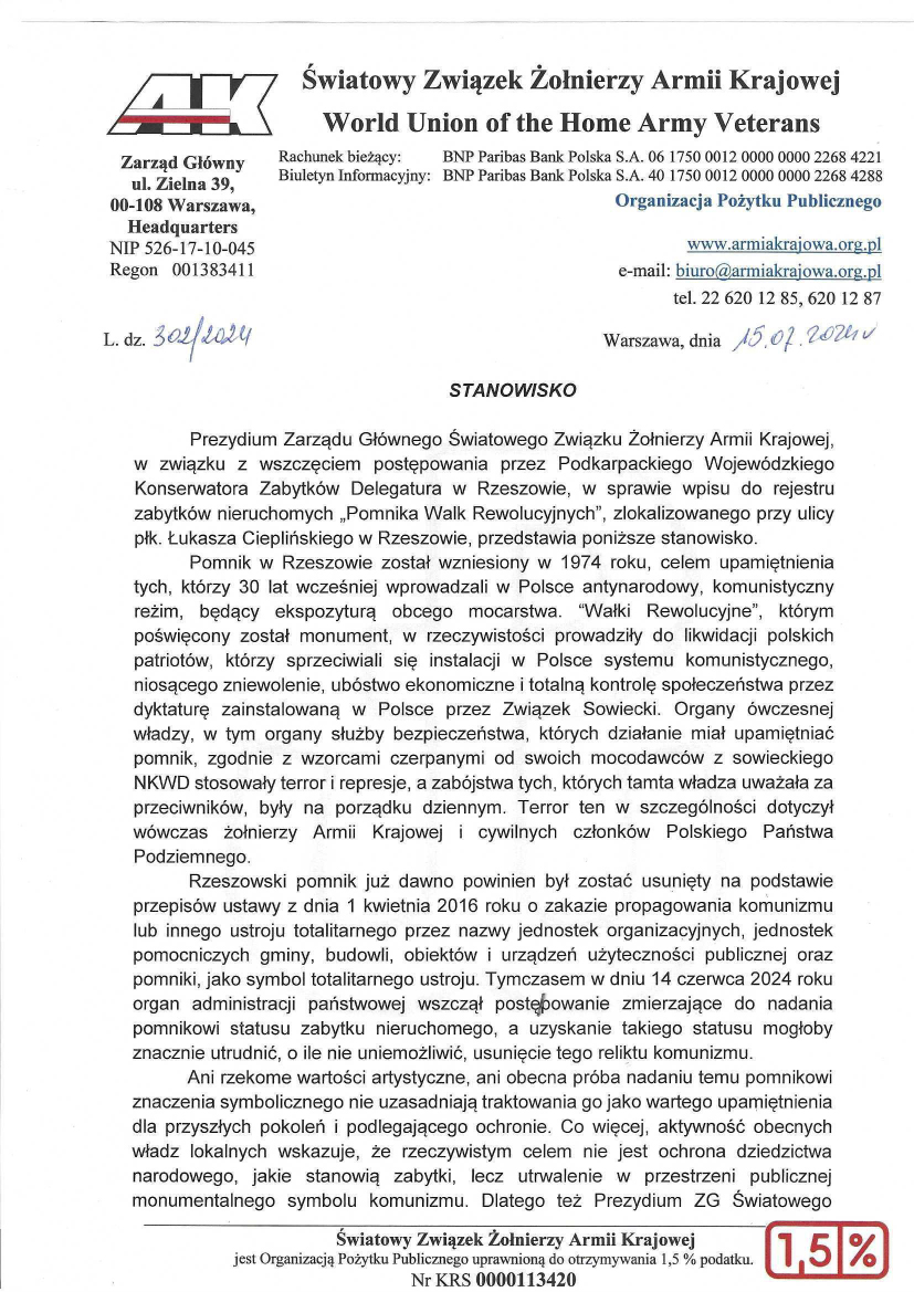 2024 07 15 Stanowisko Prezydium Pomnik Walk rewolucyjnych 1